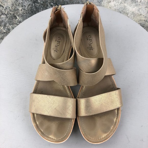 EuroSoft Women's Size 10M Candace Gold Metallic Back Zip Open Toe Sandals - Picture 4 of 14